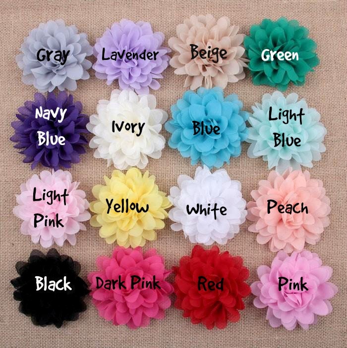 FUSHIA Dark Pink -  Large Chiffon Flowers - 4 Inch - Wedding Chiffon Petal Flowers - Headband Fabric Chiffon Flowers - Chiffon Puff Flower