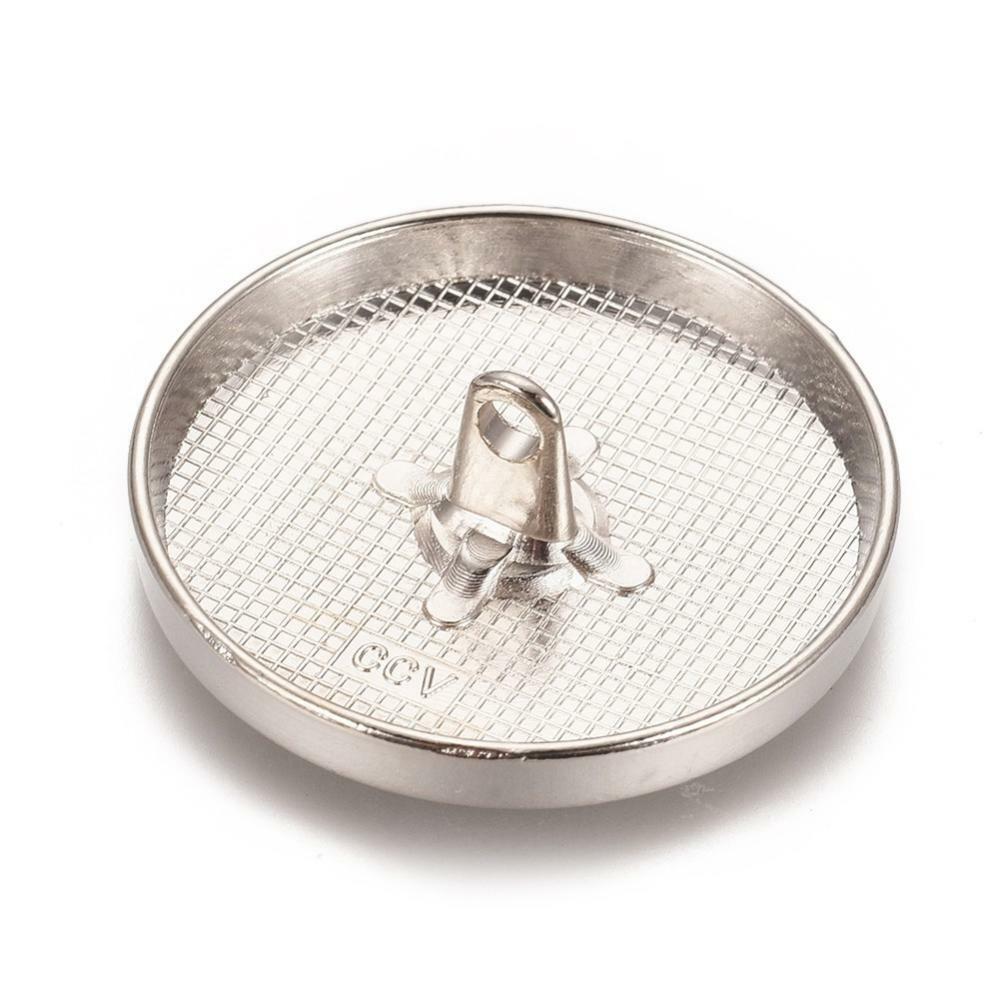 Extra Large Silver Finish Metal Buttons Shank 30mm In Diameter (1-1/2 Inch) -