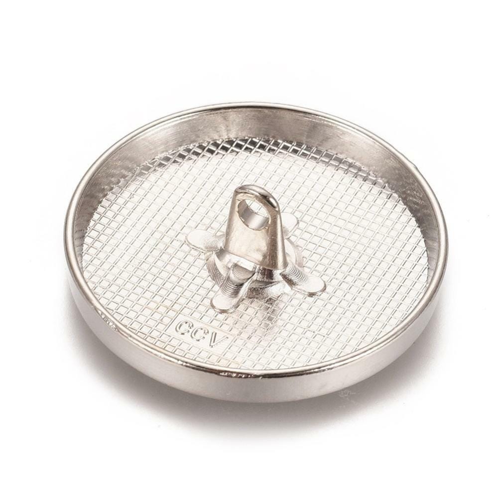 Silver Shank Button with central handle on a white background