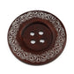 Extra Large Wooden Button -  Brown Finish - 2 3/8 Inch - 6cm - Wood Buttons - Decorative  (908)