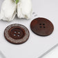 Extra Large Wooden Button -  Brown Finish - 2 3/8 Inch - 6cm - Wood Buttons - Decorative  (908)