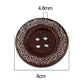 Extra Large Wooden Button -  Brown Finish - 2 3/8 Inch - 6cm - Wood Buttons - Decorative  (908)