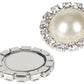 10 Ivory White Pearl Rhinestone Flatback Button - Silver - 18mm Metal Button - Pearl Rhinestone Buttons - Hair Bow Centers (PWRB-S020-07)
