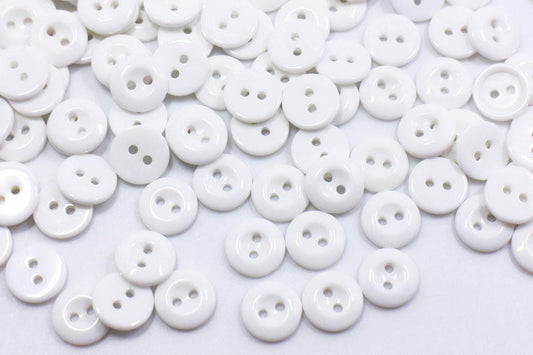 White Resin Buttons - 11mm - 2 Hole Shirt Buttons - Diy Craft - Small Acrylic Button - Crafting - Sewing - Jewelry (131))