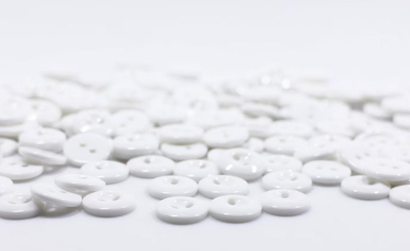 White Resin Buttons - 11mm - 2 Hole Shirt Buttons - Diy Craft - Small Acrylic Button - Crafting - Sewing - Jewelry (131))