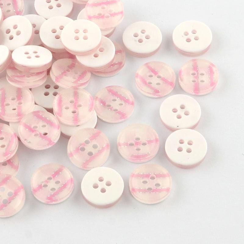 Pink Resin Buttons - 13mm (approx. 1/2 Inch) - Diy Craft - Acrylic Button - Crafting - Sewing - Jewelry (r036-07)
