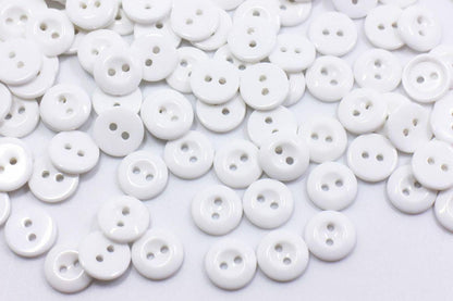 White Resin Buttons - 11mm - 2 Hole Shirt Buttons - Diy Craft - Small Acrylic Button - Crafting - Sewing - Jewelry (131))