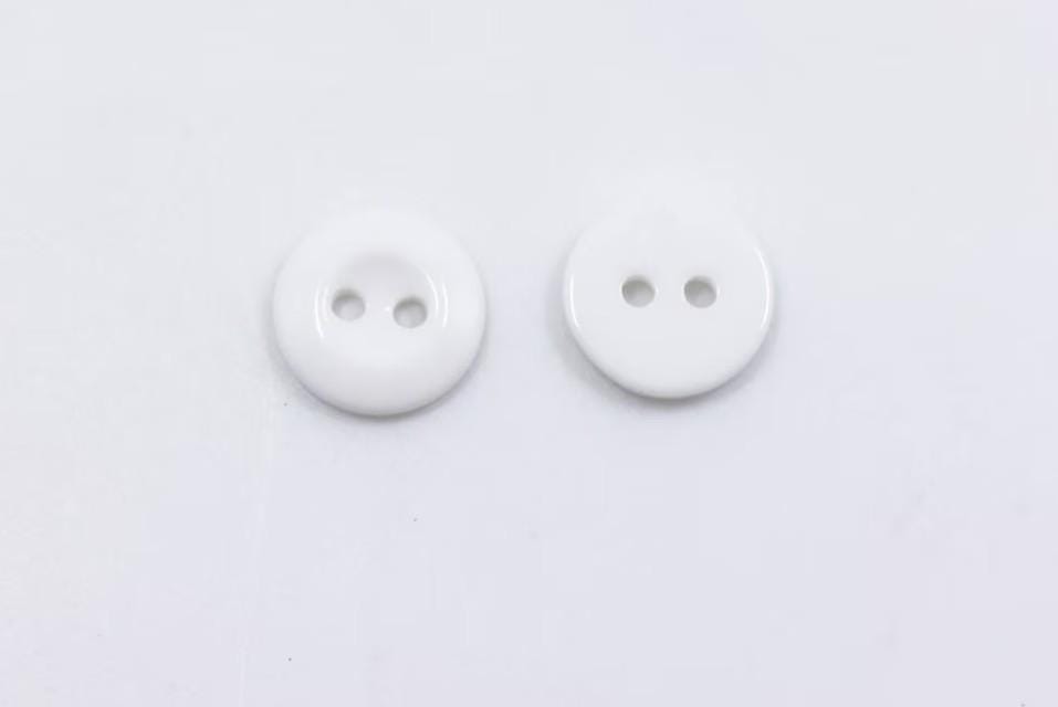 White Resin Buttons - 11mm - 2 Hole Shirt Buttons - Diy Craft - Small Acrylic Button - Crafting - Sewing - Jewelry (131))