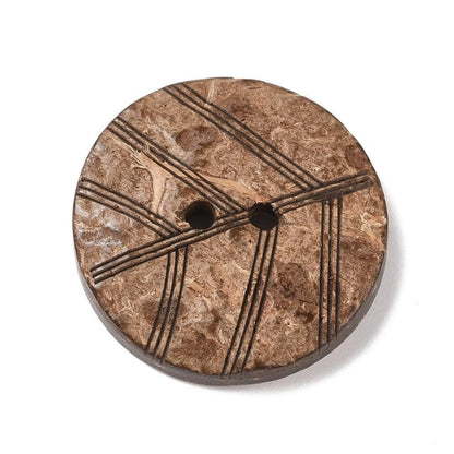 Large Wooden Buttons - 1 Inch - 25mm - Wood Buttons - Leaf Pattern - Coconut Wood (d056-03)