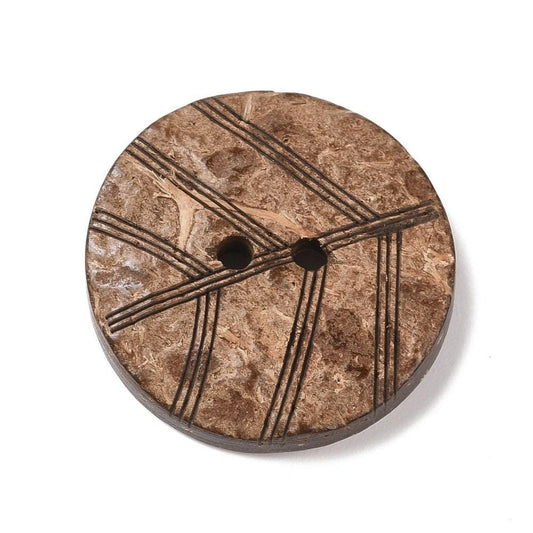 Large Wooden Buttons - 1 Inch - 25mm - Wood Buttons - Leaf Pattern - Coconut Wood (d056-03)