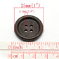Dark Brown Wood Buttons - 25mm - 4 Holes - Round Wooden Sewing Buttons (19498)