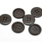 Dark Brown Wood Buttons - 25mm - 4 Holes - Round Wooden Sewing Buttons (19498)