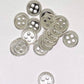 Silver Buttons Round - Shiny Silver - 4 Holes - 20mm -  Metal Sewing Button - Lead Nickel Cadmium Safe (003s-rs)
