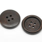 10 Dark Brown Coffee Wooden Button - 25mm - 1 inch -  4 hole - Wood Buttons (19498)