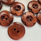 Dark Brown Coffee Wooden Buttons - 20mm (approx.  3/4 inch) - 2 Hole - Wood Buttons butt-mah-flr-b