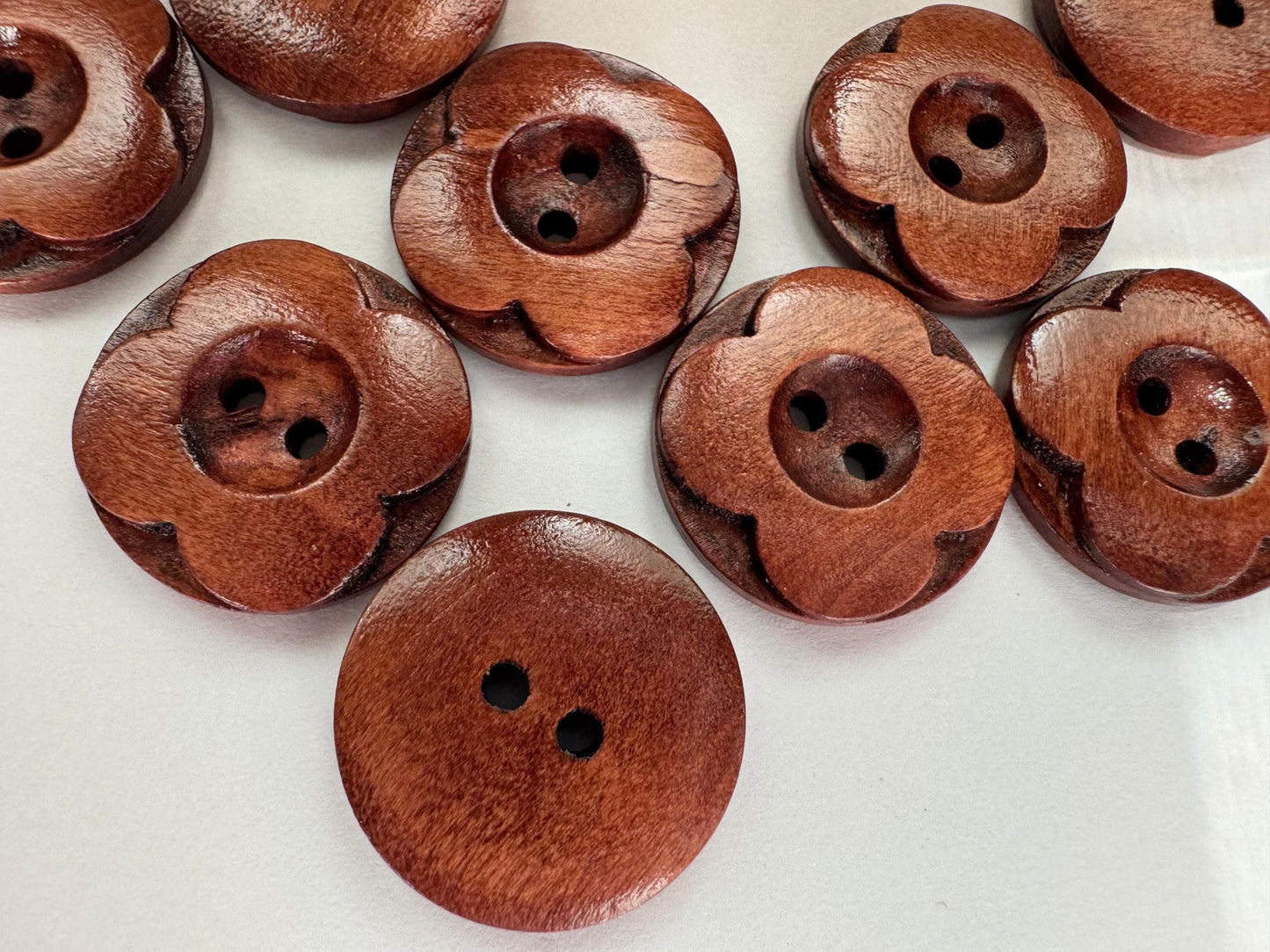 Dark Brown Coffee Wooden Buttons - 20mm (approx.  3/4 inch) - 2 Hole - Wood Buttons butt-mah-flr-b