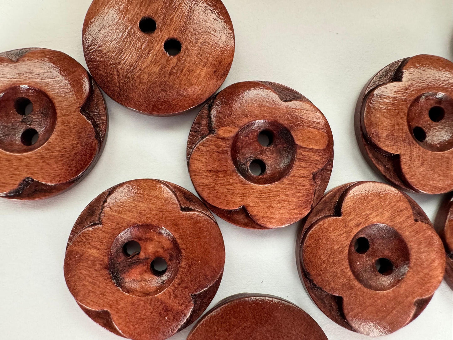 Dark Brown Coffee Wooden Buttons - 20mm (approx.  3/4 inch) - 2 Hole - Wood Buttons butt-mah-flr-b