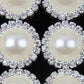 10 Ivory White Pearl Rhinestone Flatback Button - Silver - 18mm Metal Button - Pearl Rhinestone Buttons - Hair Bow Centers (PWRB-S020-07)