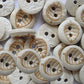 Coconut Wooden Button - 12mm - Leaf Fern Pattern - Wood Buttons - Coconut Wood