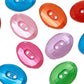 Oval Acrylic Buttons - 16mm x11mm (5/8" x 3/8" ) - Randomly Mixed Colors - Mixed Color Plastic Button (48538)