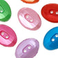 Oval Acrylic Buttons - 16mm x11mm (5/8" x 3/8" ) - Randomly Mixed Colors - Mixed Color Plastic Button (48538)