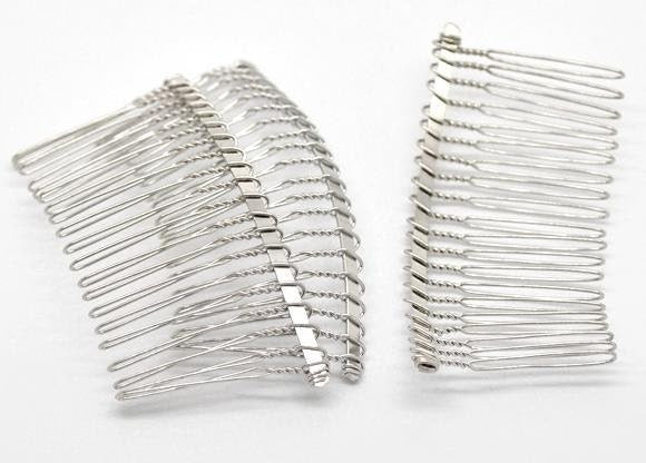 5 Silver Hair Combs - Nickel Free - Lead Free - Wedding Bridal Comb - 78mm x 38mm (3 inch x 1.5 inch) - Hair Clip Accessories  (17122)