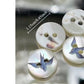 5 White Shell buttons with Blue Bird - 11.5mm -  Mother of Pearl Shell Button  (butt-shl-bluebird-11.5mm-t)) (Copy)