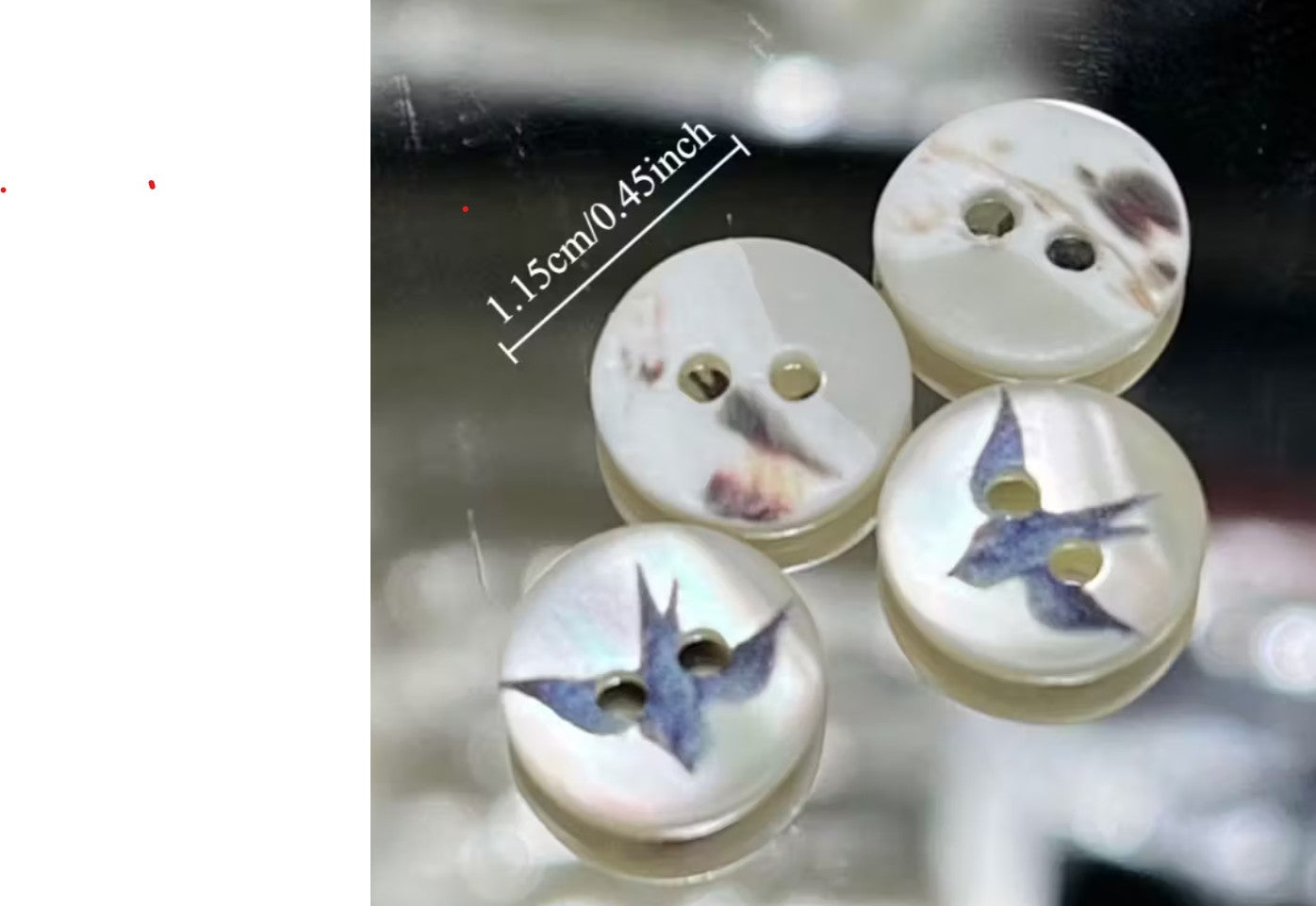 5 White Shell buttons with Blue Bird - 11.5mm -  Mother of Pearl Shell Button  (butt-shl-bluebird-11.5mm-t)) (Copy)