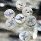 5 White Shell buttons with Blue Bird - 11.5mm -  Mother of Pearl Shell Button  (butt-shl-bluebird-11.5mm-t)) (Copy)