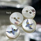 5 White Shell buttons with Blue Bird - 11.5mm -  Mother of Pearl Shell Button  (butt-shl-bluebird-11.5mm-t)) (Copy)