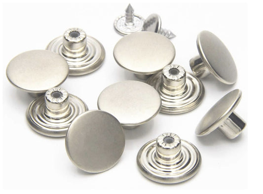 10 Silver Metal Jean Tacks - Jean Buttons -  17mm x 8mm - Metal - Screw Back - N